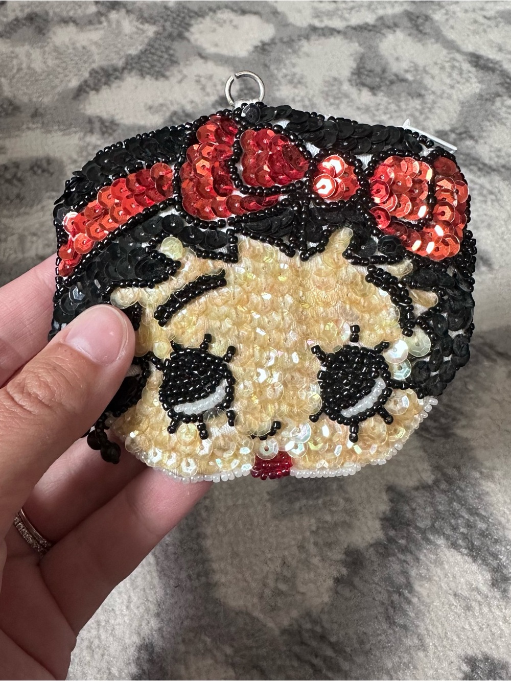 Betty Boop Beaded Sequin Vintage Coin Change Purse Zip Zipper Small Rare Item